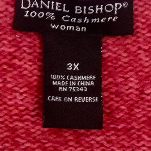 Daniel Bishop Coral Red 100% Cashmere V-Neck Sweater Size 3X - Picture 4 of 6